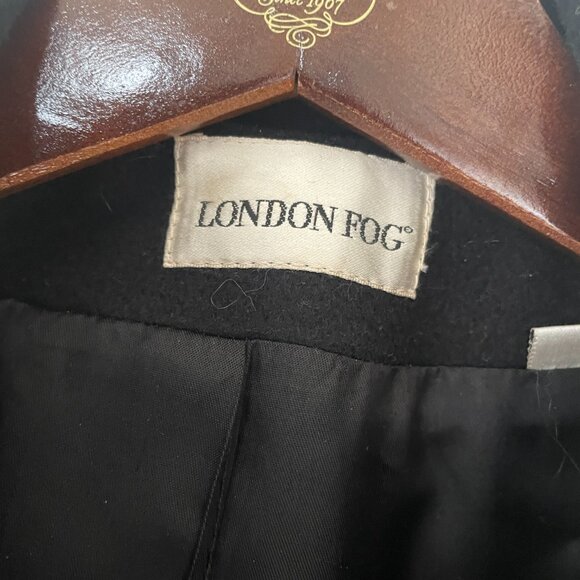 London Fog Black Double-Breasted Pea Coat Size 10 Wool - Picture 5 of 8
